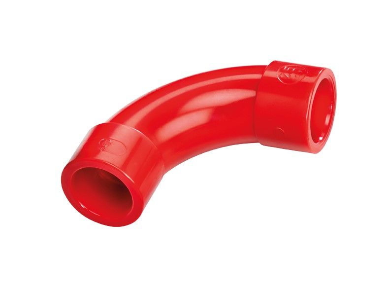 ELKRON FIRE 80RC1110123 AAE2590R Curva di 90° in ABS, diametro 25 mm di colore rosso