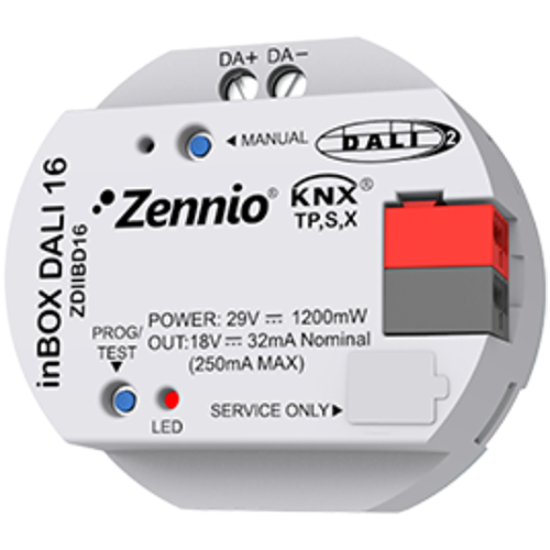 ZENNIO ZDIIBD16 inBOX DALI 16. KNX-DALI Interface for flush mounti