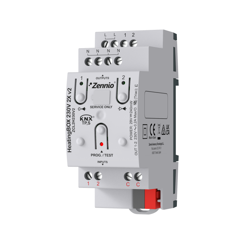 ZENNIO ZCL2H230V2 Max Inbox heating., 2 channels, 230 V