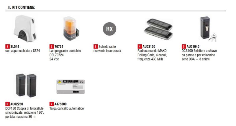 GIBIDI K544/BFSLT KIT SL544 - KIT AUTOMAZIONE PER CANCELLI SCORREVOLI