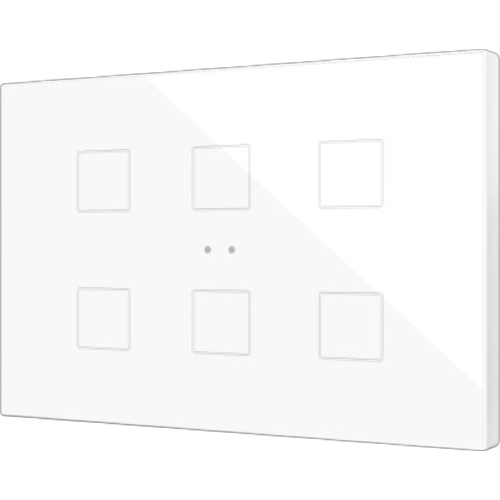 ZENNIO ZVIFXLX6GW Customisable backlit capacitive touch switches in the Flat family with proximity sensor and flat design (9 mm) in XL format 6-button, gloss white