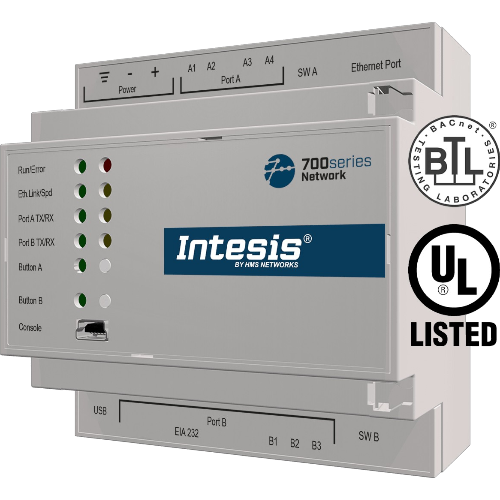 IN701KNX2500000 Intesis Convertitore di Protocollo IN701KNX Serie 700 — KNX TP ↔ BACnet / Modbus / ASCII (250 punti)
