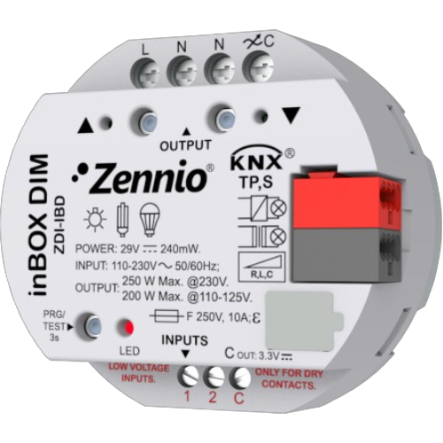 ZENNIO ZDI-IBD InBox Dimmer Univ.1x250W, Inc.