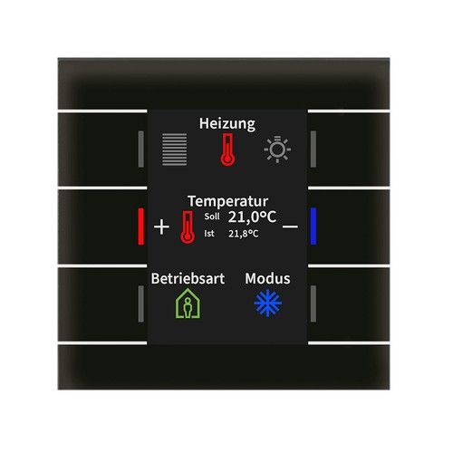 MDT BE-GT2TS.02S Tasto vetro 6funz.display+T gradi,nero