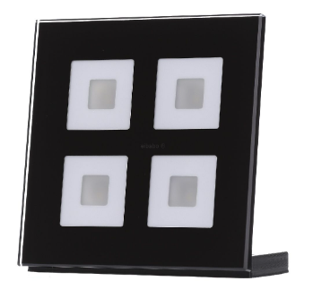 MDT BE-GT04S.01 Pulsante di vetro 4 volte Plus, nero, per automazione domestica KNX BE-GT04S.01