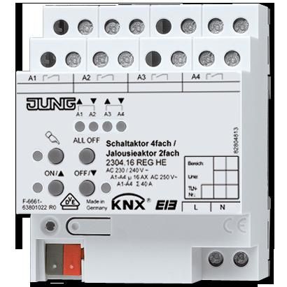 JUNG 2304.16REGHE KNX mixed 4-channel switching actuator/for 2-channel blinds