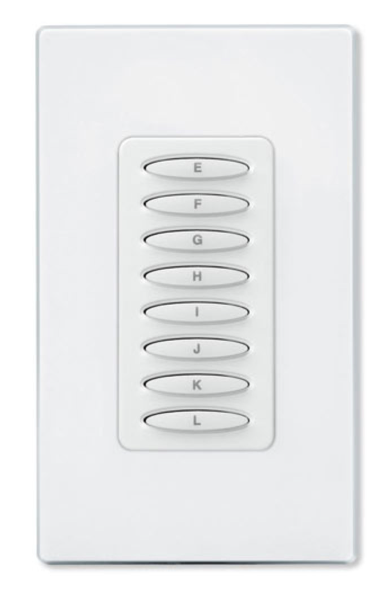 ELAN KPCW8W Keypads Keypad Controller, 8-Button Blue Backlight, White