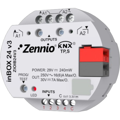 ZENNIO ZIOIB24V3 Inbox 24-2out, 16A/4in, inc.