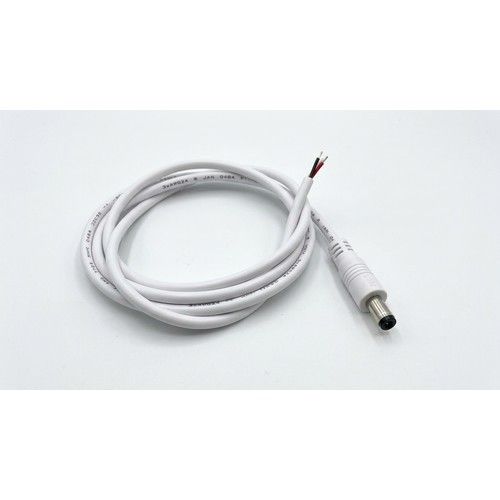 LEDCO CNTJ/BI/M 5.5X2.5MM JACK CONNECTOR WITH 1 MT. WHITE ROUND CABLE