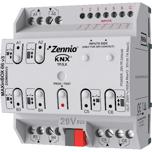 ZENNIO ZIOMB66V3 MaxInBox 66 v3 KNX 6OUT, 16A/6IN