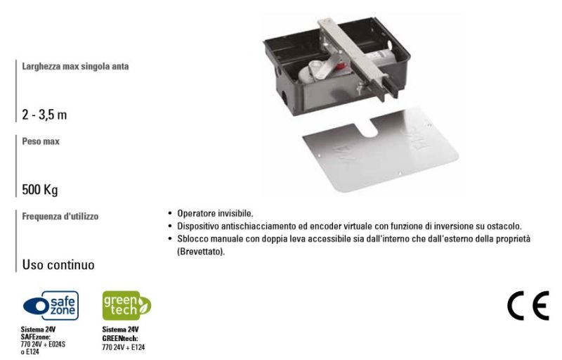 FAAC 10675301 Operatore Motore Per Cancello Ante Battente Interrato OPERATORE 770N 24VDC