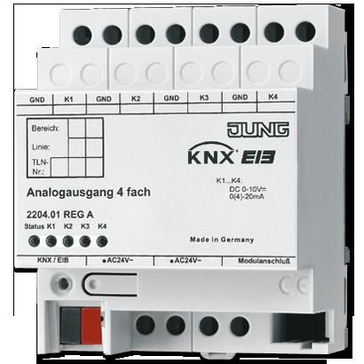 JUNG 2204.01REGA KNX analogue actuator - 4 outputs - for DIN rail mounting