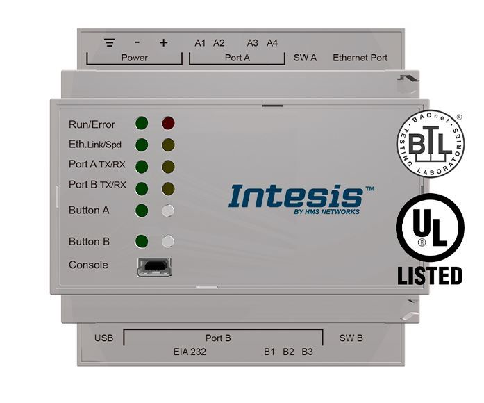 INTESIS INASCBAC3K00000 BACnet IP & MS/TP Client to ASCII IP & Serial Server Gateway - 3000 points