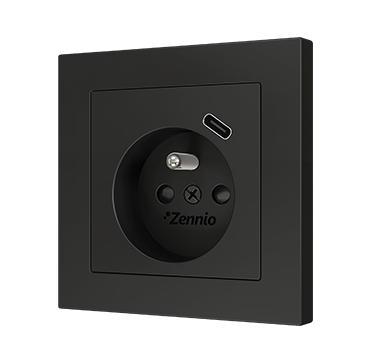 ZENNIO ZS55CF2USA ZS55. French socket cover with USB C and A 55x55 m