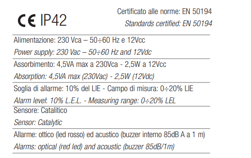 TECNOCONTROL SE396KG Beta remote sensor for SE330/SE333 - catalytic for LPG