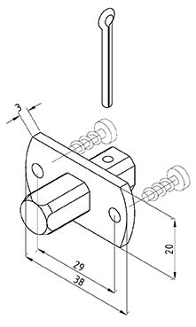 FAAC 132346 10MM SQUARE PIN SUPPORT FOR TM35