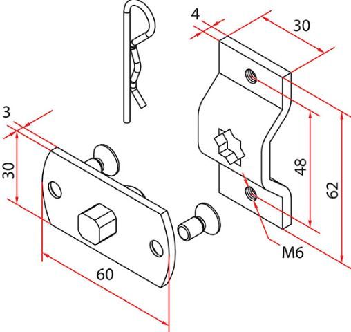 FAAC A4506_0633 TM2 SUP45 - OMEGA+SQ.PIN SUPPORT_1PC