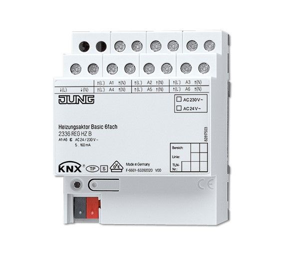 JUNG 2336REGHZB KNX basic heating actuator with 6 outputs - for DIN rail mounting
