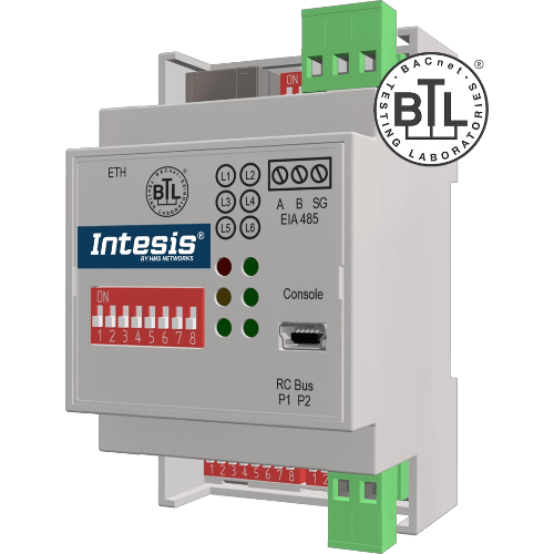 INBACDAI001R000 Intesis Gateway Daikin VRV e SKY Air a BACnet IP o MS/TP — 1 Unità Interna — Connessione via bus P1/P2