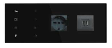 EELECTRON 9025GL10C03-B2R KNX CUSTOM BEDSIDE PLATES BLACK CUSTOM BEDSIDE PANEL PLATE — 2 SOCKETS — RIGHT SIDE BLACK