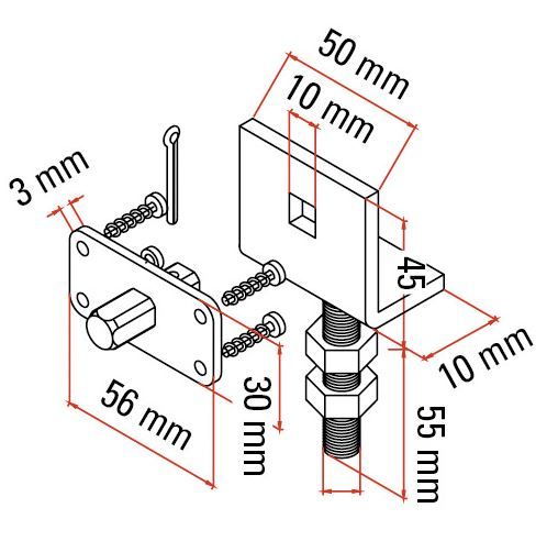 FAAC A4506_0630 Supporto Tm2 Sup45 - OMEGA+SQ.PIN SUP.ADJ.H_1PC