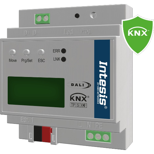 INKNXDAL0640300 Intesis Gateway DALI-2 a KNX TP PRO — 64 ECG + 8 Sensori DALI-2 — 1 Canale DALI — Human-Centric Lighting