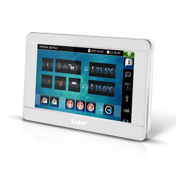 SATEL INT-TSI-SSW Customizable 7 inch touch keyboard (silver front, silver frame, white background)