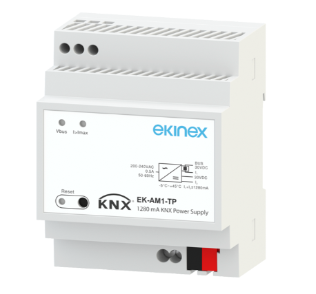 EKINEX EK-AM1-TP 1280 mA bus power supply with 30 Vdc auxiliary output