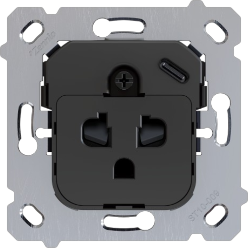 ZENNIO ZSIEUA1USC ZS55. Euro-American socket insert with USB C - wit