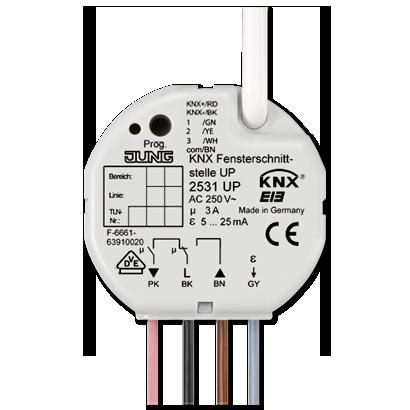 JUNG 2531UP KNX recessed actuator - 1 blind channel and 1 heating channel - with 3 binary inputs