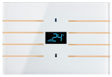 BLUMOTIX BX-RKWGT-GOLD QUBIK Multifunction KNX thermostat in rectangular glass