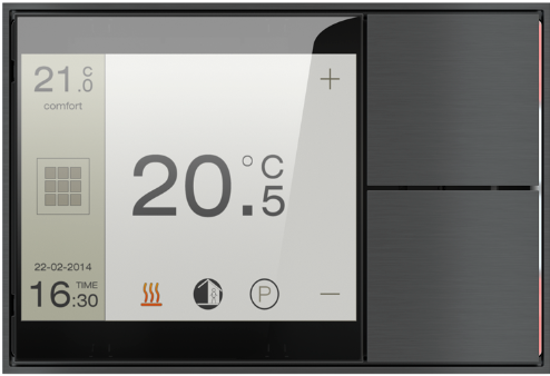 EKINEX EK-EF2-TP-RW Touch&See control and display unit with 2-channel button - white/red LEDs