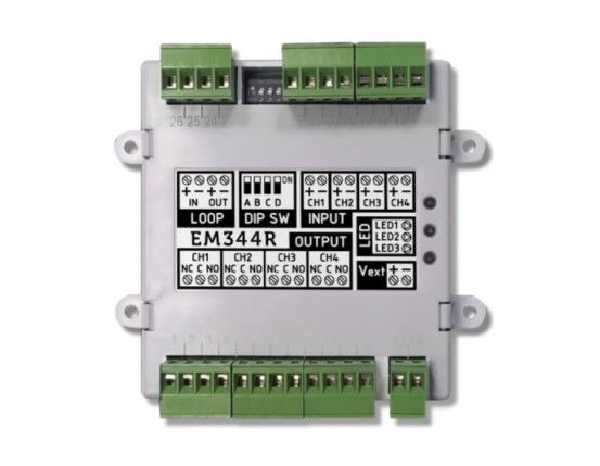 INIM FIRE EM340 Addressed analog module equipped with 4 inputs/2 conventional