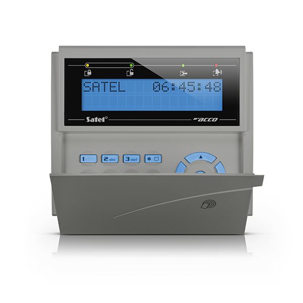 SATEL ACCO-KLCDR-BG LCD keypad with 125 KHz proximity reader and door (blue - gray backlighting)