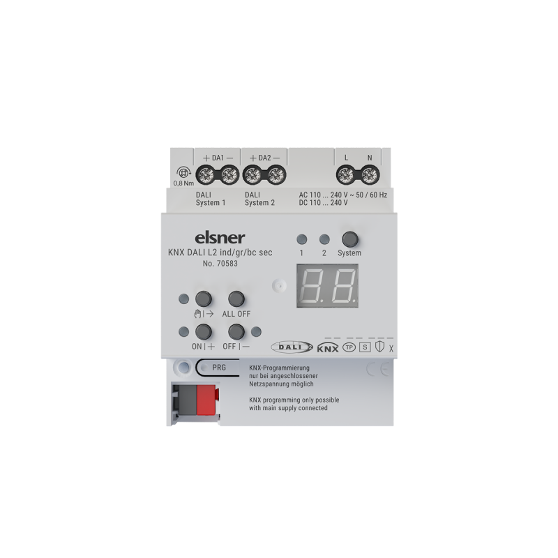 ELSNER 70583 KNX DALI L2 ind/gr/bc sec KNX DALI Gateway 2x64, Tunable White/RGB Control