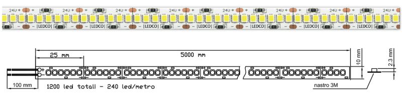 LEDCO SL200LBG20 LED STRIP 200 24Vcc WARM LIGHT 2600k IP20