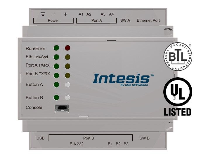 INTESIS INKNXBAC3K00000 BACnet IP & MS/TP Client to KNX TP Gateway - 3000 points