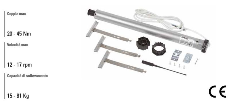 FAAC 132036 TM2K TM245 30/17 55 kg mini tubular motor kit
