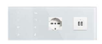 EELECTRON 9025GL10C01-B2R KNX PLATES CUSTOM BEDSIDE WHITE PLATE CUSTOM BEDSIDE PANEL — 2 SOCKETS — RIGHT SIDE WHITE