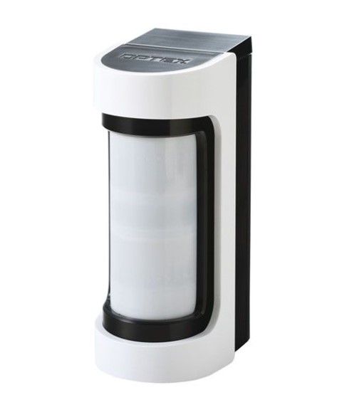 OXVXSRAM VXS-RAM Rivelatore doppio PIR da esterno a basso assorbimentro, 12m 90°, con antimascheramento, corpo nero con coperchio bianco