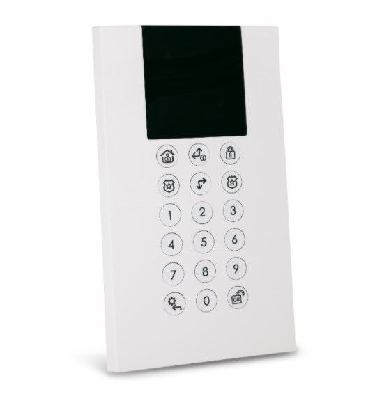 RISCO RP432KPP200A LCD keyboard like RP432KP0200A but with integrated 13-56 MHz proximity reader.
