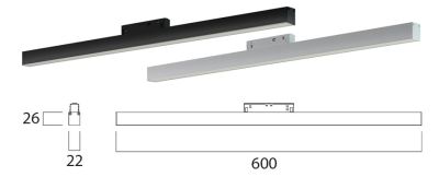 LEDCO MG600LBC/NE BARRA LED MAG. 60CM 48V 14,4W 3000K NERO