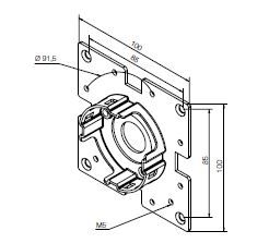 NICE 702.07.00 Compact 45 degree support, with 100x100 flange Era M series supports diameter 45 mm