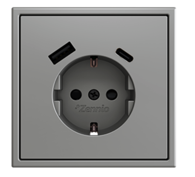 ZENNIO ZS70CSC1USS ZS70. Schuko socket cover with USB C 70x70 mm - Yes