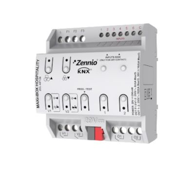 ZENNIO ZCL-HP126 MAXinBOX Hospitality - Fan coil Controller for 2/4-Pipe Units with 2 16 A C-load general purpose outputs and 6 binary/analog inputs