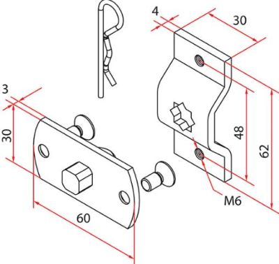 FAAC A4506_0633 TM2 SUP45 - OMEGA+SQ.PIN SUPPORT_1PC