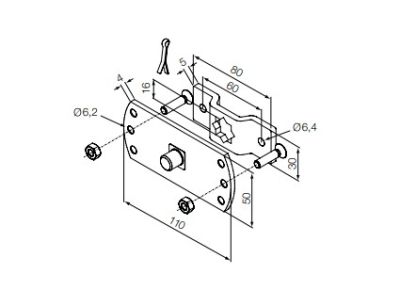 NICE 692.49.00 16 mm square pin + Era LH support bracket diameter 58 mm, for tubular motors