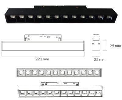 LEDCO MG12LBN/NE BARRA LED DARK LIGHT 48V 12W 4000K NERO