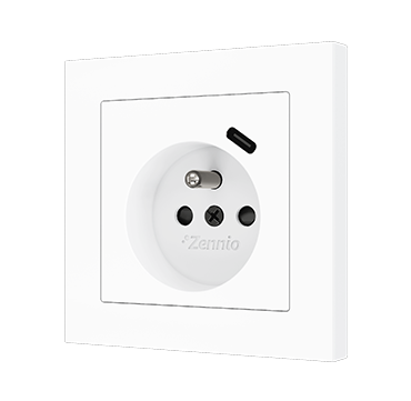 ZENNIO ZS55CF1USMW ZS55. French socket cover with USB C 55x55 mm - Ma