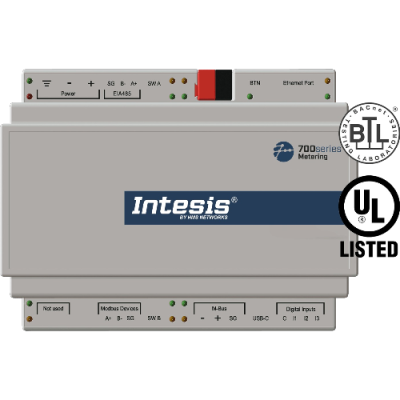 IN702MEB1000000 Gateway Intesis 700 Series M‑Bus / Modbus / impulsi digitali verso Modbus, BACnet o KNX